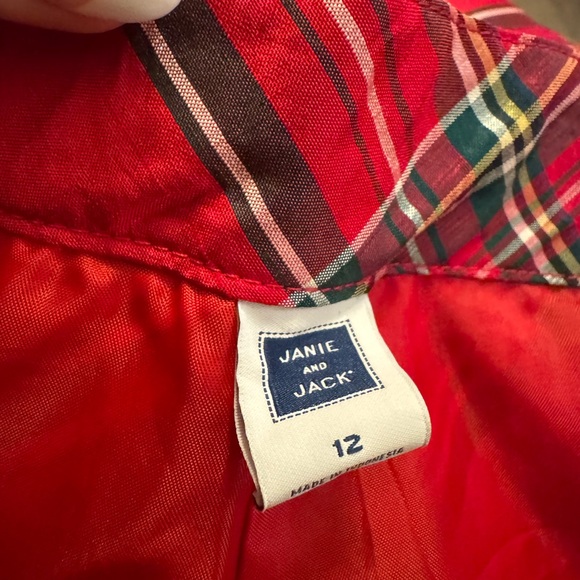 Janie & Jack Girls red tartan scotch plaid holiday pants lined 100% silk Sz 12 - Picture 3 of 7